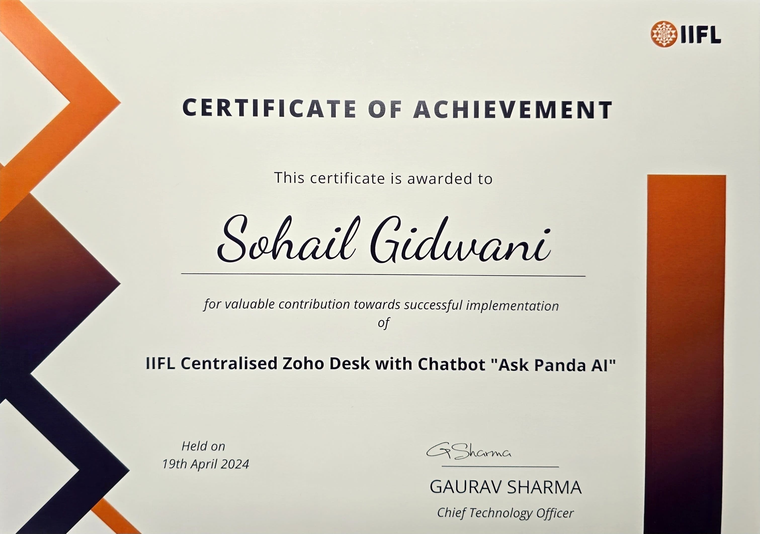 Certificate Of Achievement - AskPandaAI