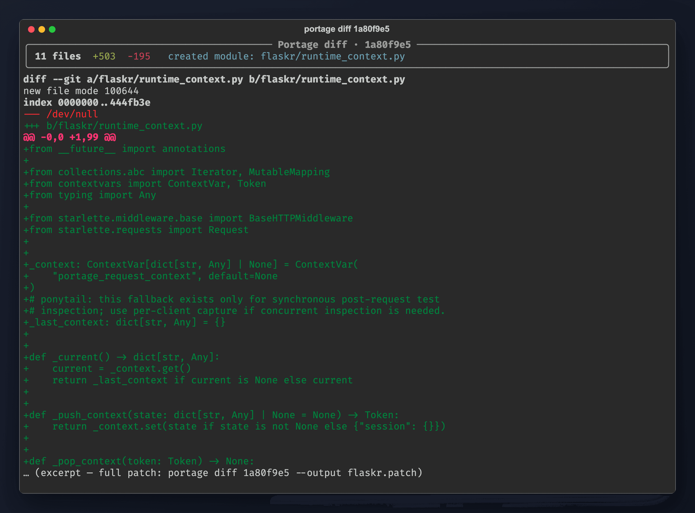 Portage CLI: full migration diff via portage report --diff